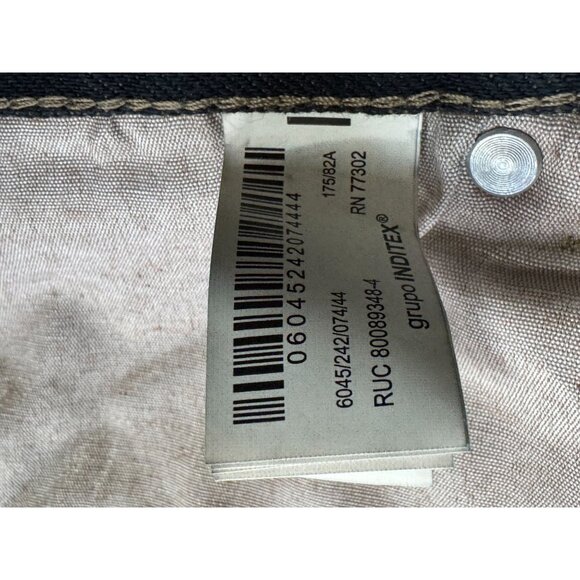 Zara Dark Dirty Denim 100% Cotton Low Rise Cuffed Relaxed Wide Leg Jeans Size 12 - Picture 10 of 14